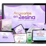 Contenido completo del curso Accesorios en resina para emprender con bonos y soporte.
