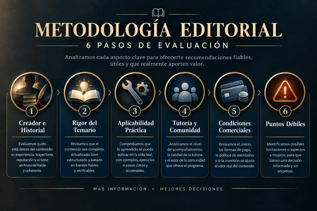 Diagrama de Metodología Editorial en 6 fases de Comunidad Formación VIP